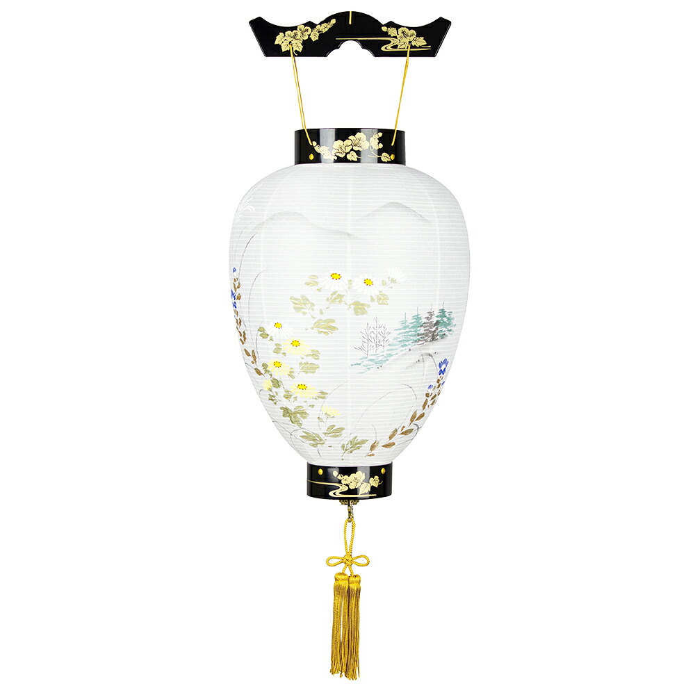 盆提灯 コンパクト ちょうちん 提灯 初盆 創作 モダン 蒔絵絵入 プラスチック製 LED 電池式 ミニ かわいい 8104-00-203ac 2025