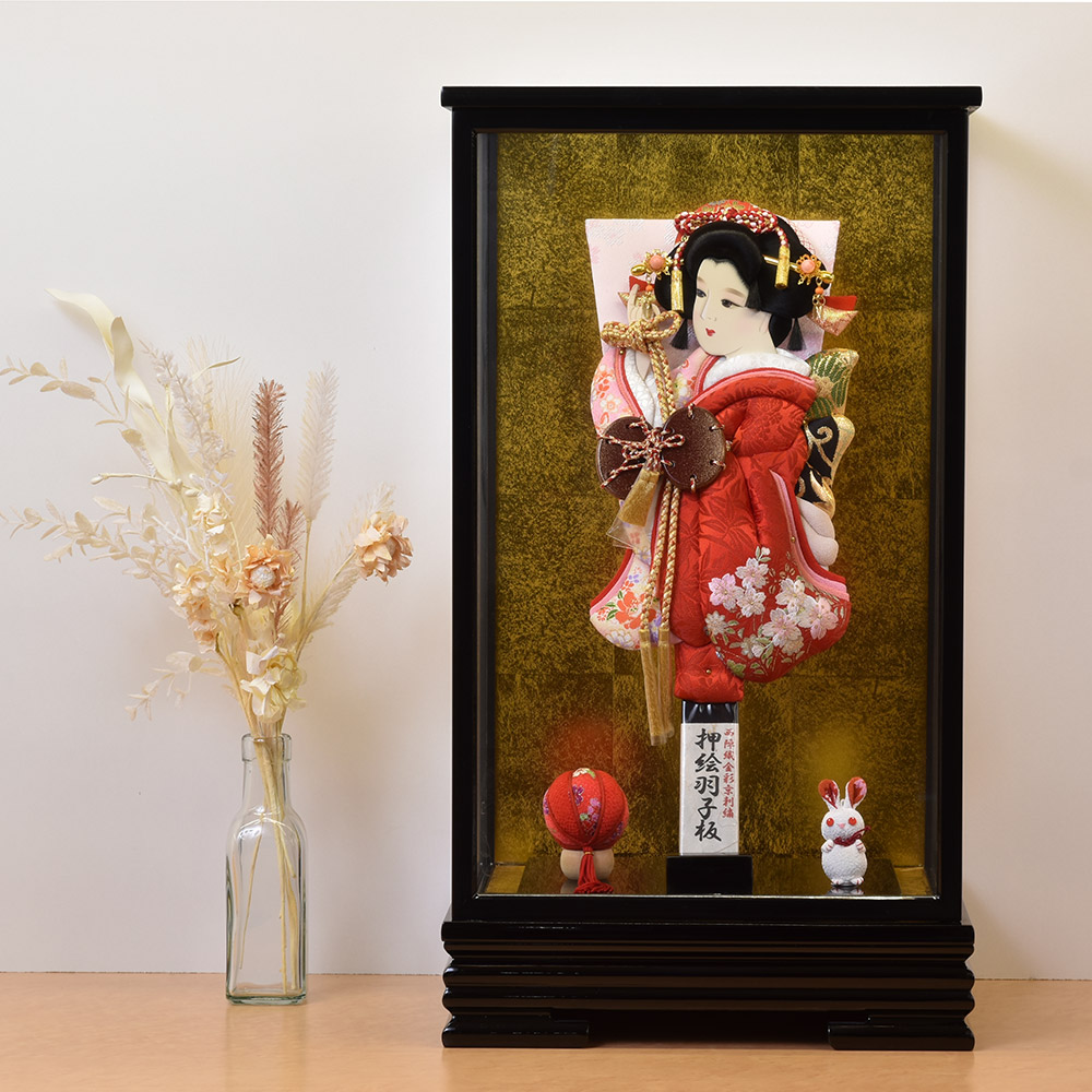 羽子板 コンパクト 刺繍 お祝い 初正月 羽子板飾り ガラス ケース飾り 正月飾り 押絵羽子板 orijin オリジン 13号 1014-13-478 京刺繍 クラシック 古典 伝統 おしゃれ 2024 送料無料 13-03
