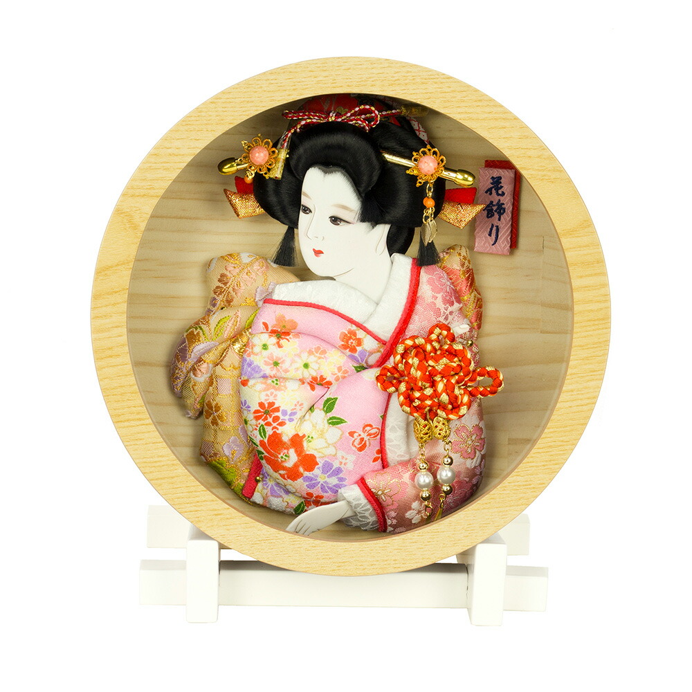 <BR>羽子板 壁掛け 丸型 お祝い 円形 押絵飾り あやか ケース飾り 木目 おしゃれ かわいい 可愛い コンパクト モダン