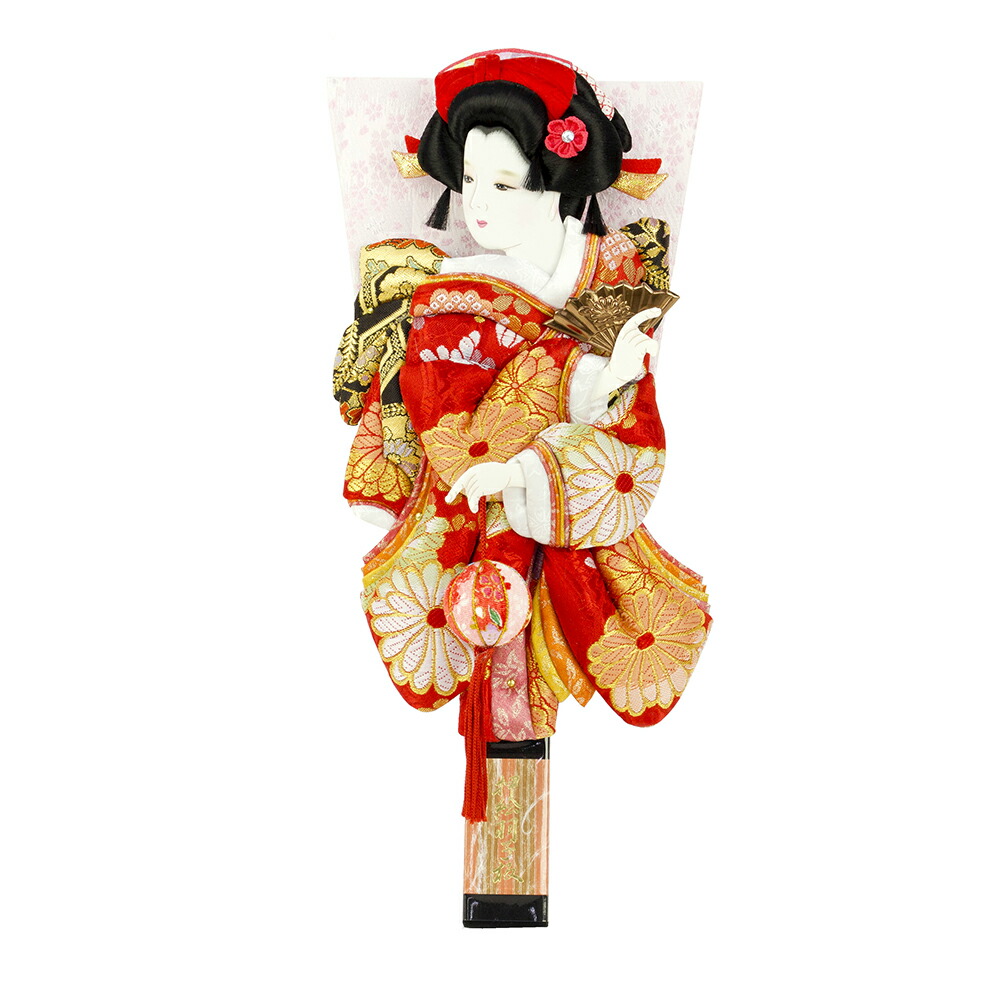 <BR>羽子板 単品 お祝い 10号 花小町振袖 まり飾り 赤 金 おしゃれ かわいい 可愛い コンパクト モダン