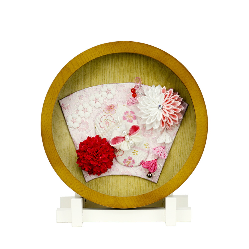 羽子板 御祝  壁掛け アクリル ケース 円形 ももか つまみ細工 ちりめん おしゃれ かわいい  コンパクト モダン 2025 2025 1004-00-511 2025