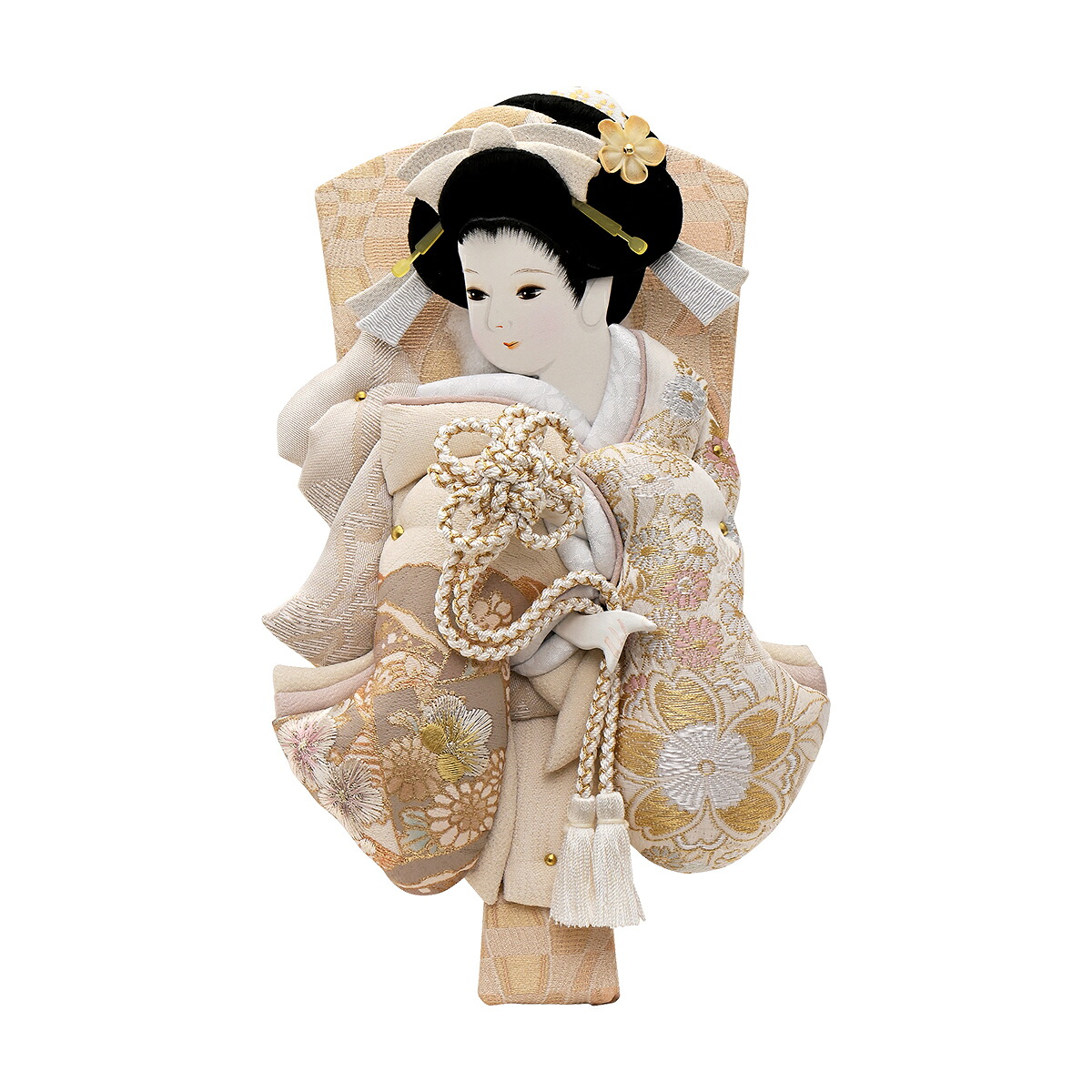羽子板 コンパクト おしゃれ つまみ細工 ミニ かわいい 初正月 マンション 7号 (高さ21cm) 刺繍 美月 k-48 木製 女の子 初節句 お祝い 小型 国産 モダン 小さい サイズ 出産祝い ギフト 手作り リビング 玄関 縁起物 現代風 人気|あい工房ギフト用品店
