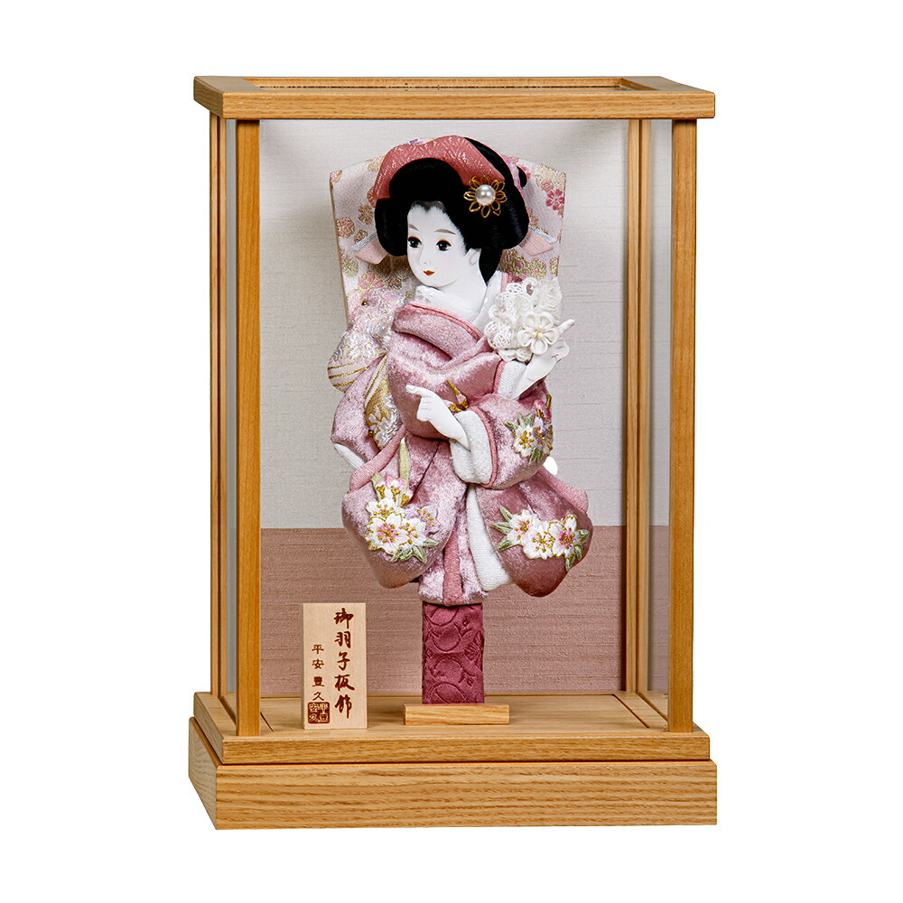 羽子板 お祝い 羽子板飾り 初正月飾り 8号 舞 木目 アクリルケース 刺繍 ピンク おしゃれ かわいい コンパクト 2025