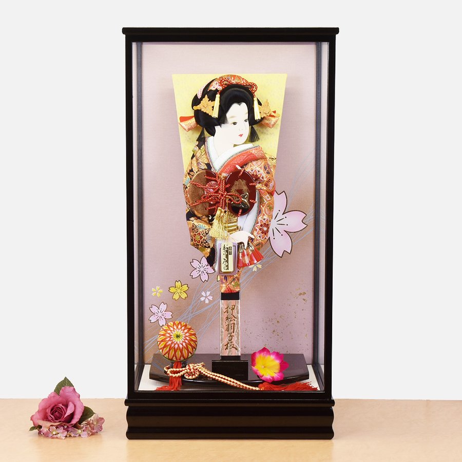 <BR>羽子板 お祝い 羽子板飾り 金襴 押絵羽子板 18号 ケース飾り 可愛い かわいい おしゃれ 柘植かんざし 初正月飾り 伝統的
