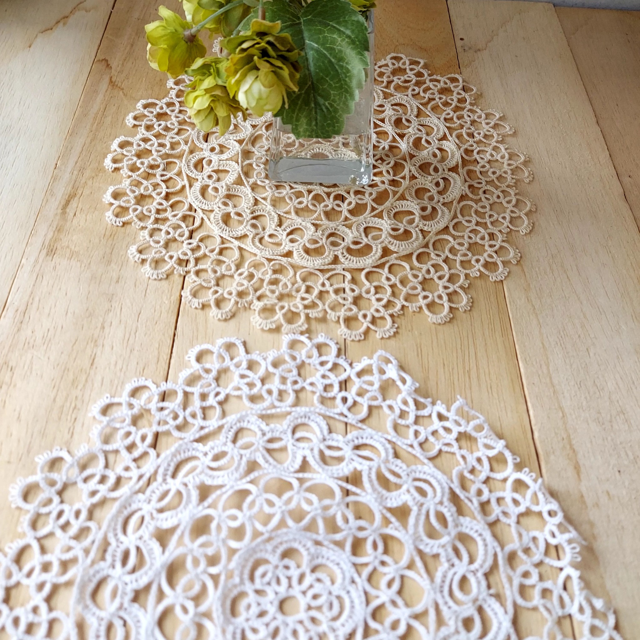 レースランチョンマットミニ花豪華刺繍カントリーお洒落ホワイトナチュラルインテリア 178039cddb6c94103e5638289306d7