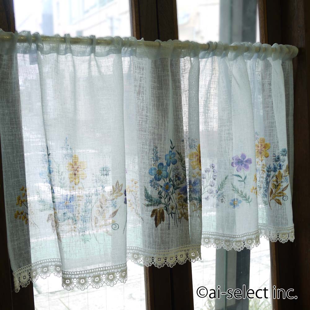 楽天市場】ai カフェカーテン ポスト投函で送料無料 パープル 花柄刺繍
