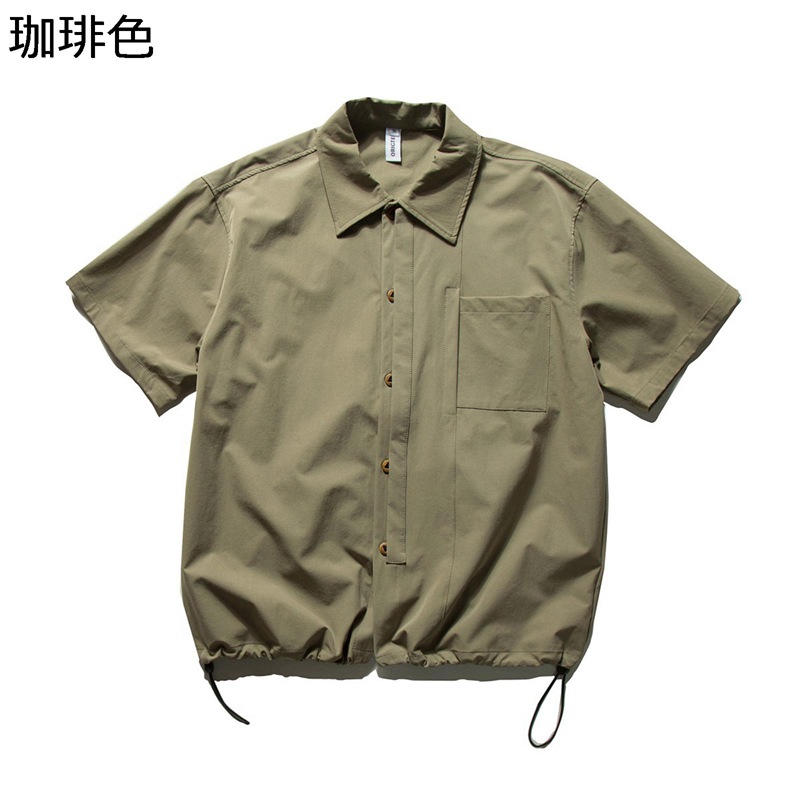 サマーシャツ カジュアルシャツ メンズ 五分袖 カーゴシャツ ワークウェア シャツジャケット 開襟 夏用 薄い 軽い 窮屈感のない 吸水性 速乾性 胸ポケット付き 無地 日常 普段着 オシャレ