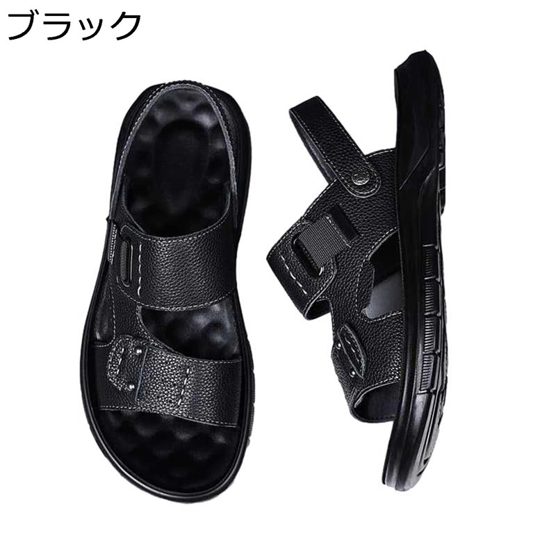 夏 メンズ 本革 サンダル 2way ベルト スポーツサンダル シンプル スポーツ 登山 ワークマン 通勤 作業 ハイキング トラベル つま先出し 着脱簡単 衝撃吸収 防臭 滑り止め スリッポン