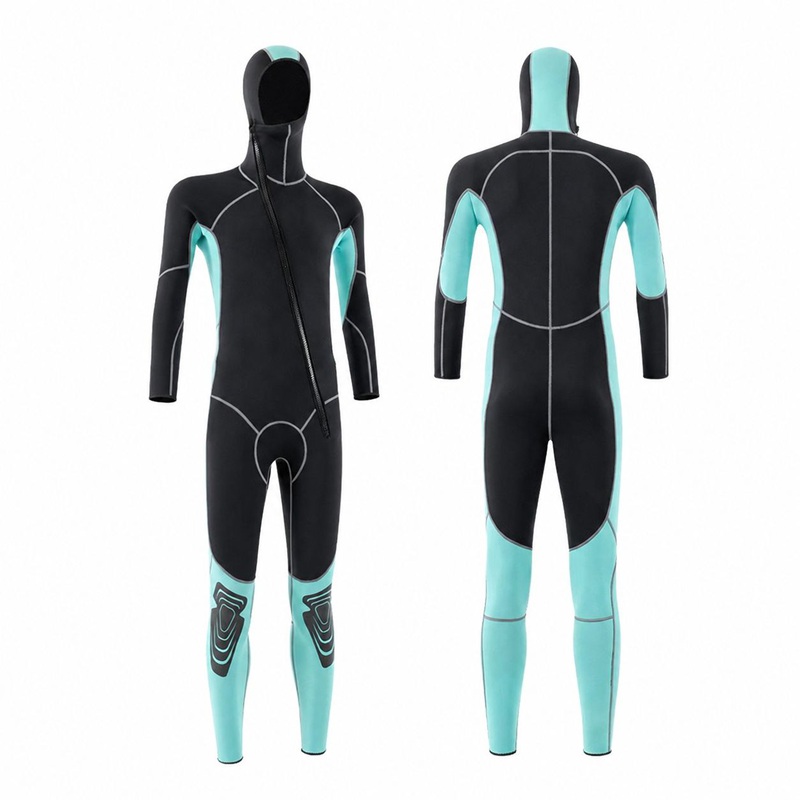 ウェットスーツ フード付き 3mm フルスーツ 男女兼用 フロントジッパー 樹脂製ファスナー ネオプレン 防寒 保温 伸縮性 膝パッド ダイビング サーフィン シュノーケリング マリンスポーツ｜あいあいロジスティック