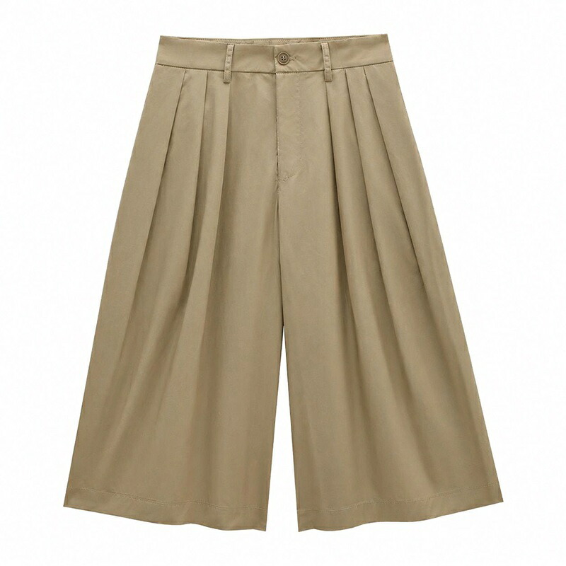 ハーフパンツ レディース 夏 ショートパンツ 五分丈 ワイド キュロット ハイウエスト タック入り ゆったり 体型カバー 綿 コットン さらさら カジュアル きれいめ 通勤 通学 デイリー 旅行｜あいあいロジスティック