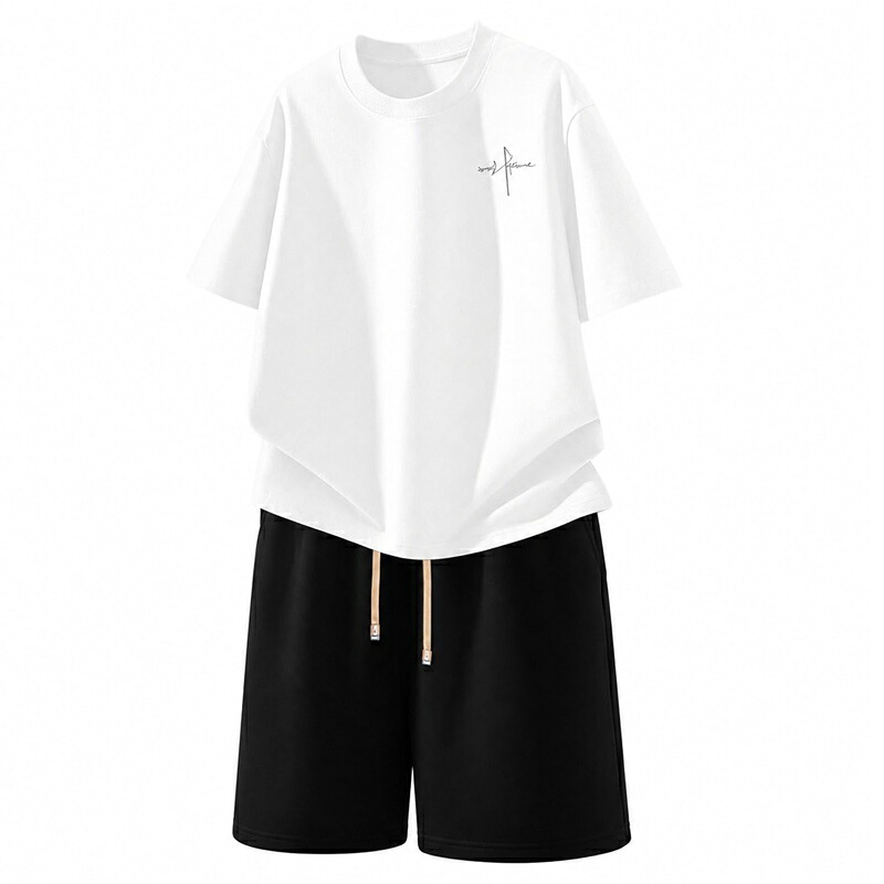 上下セット 大きいサイズ メンズ 半袖 Tシャツ セットアップ ジャージ 夏服 ハーフパンツ 2点 自宅用 リラックス カジュアル おしゃれ 通気性 薄手 快適 涼しい ルームウェア スポーツウェア｜あいあいロジスティック