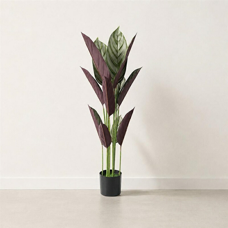 人工観葉植物 カラテア 110cm 12枚葉 フェイク 鉢植え 大型 室内 おしゃれ リアル 枯れない 水やり不要 インテリア 飾り リビング オフィス 玄関 飲食店 新築祝い|あいあいロジスティック