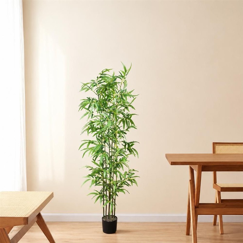 人工観葉植物 大型 竹 高さ150cm 高密度 リアル 本物そっくり 人工竹 鉢植え 室内 屋外 目隠し 衝立 間仕切り おしゃれ 笹の葉 飾り インテリア 和風 七夕 坪庭 フェイクプランツ 簡易鉢｜あいあいロジスティック