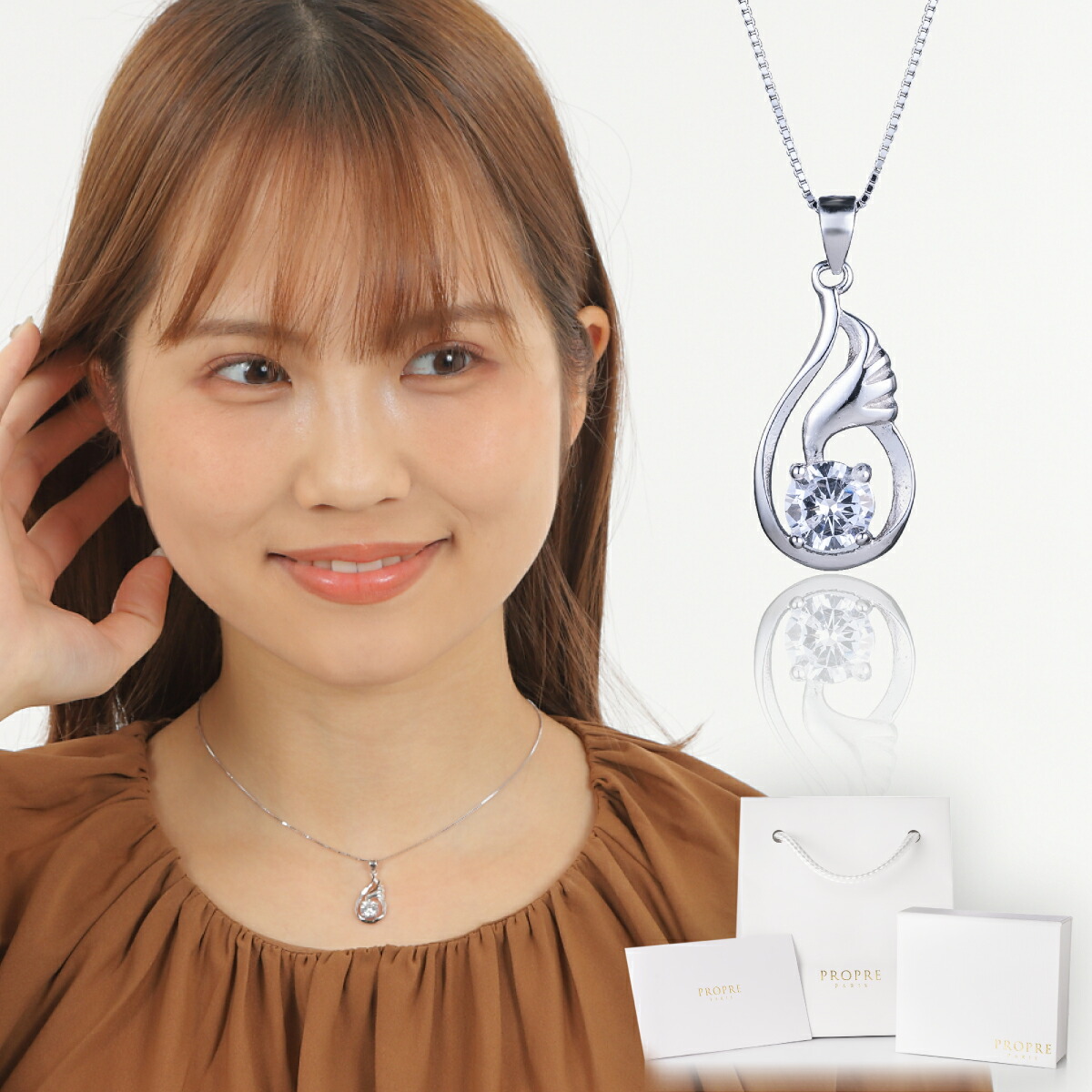 ゴールドプレーテッド パヴェ ペンダント ネックレス