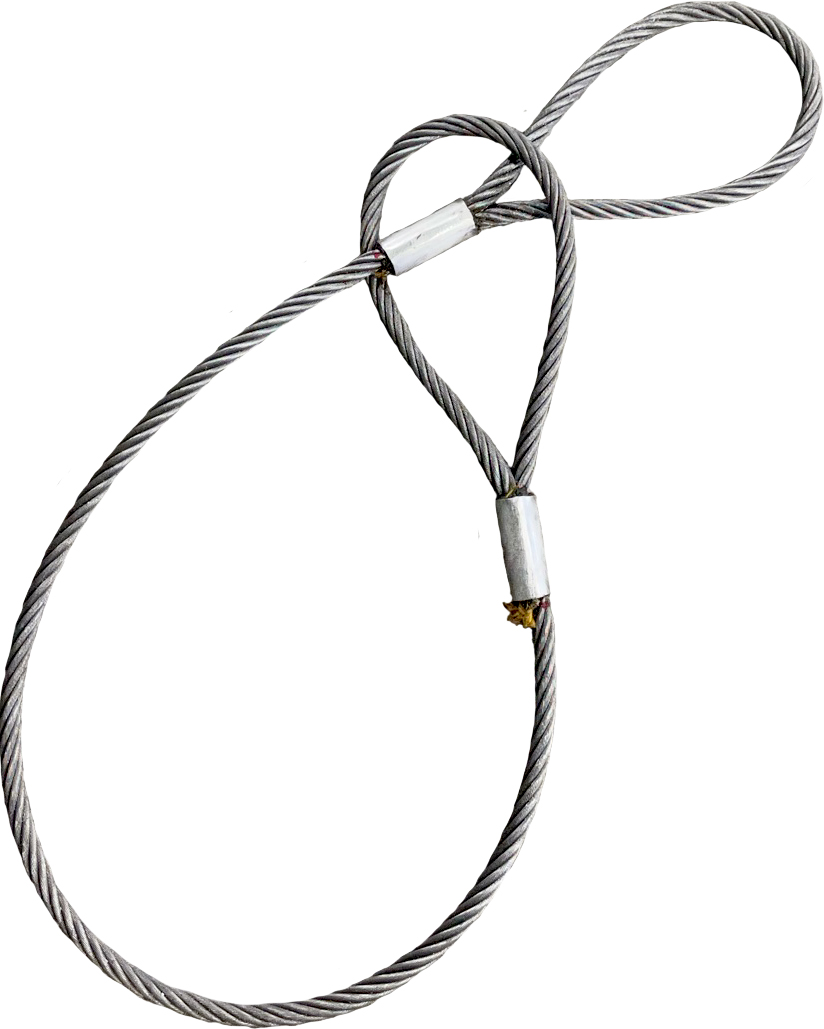 この玉掛ワイヤーは両端に圧縮止め加工をしたJISメーカー認定の『セーフ　ロック』です。工事現場や工場内での荷を吊り上げるのに使用します。ワイヤスリング　玉掛ワイヤ