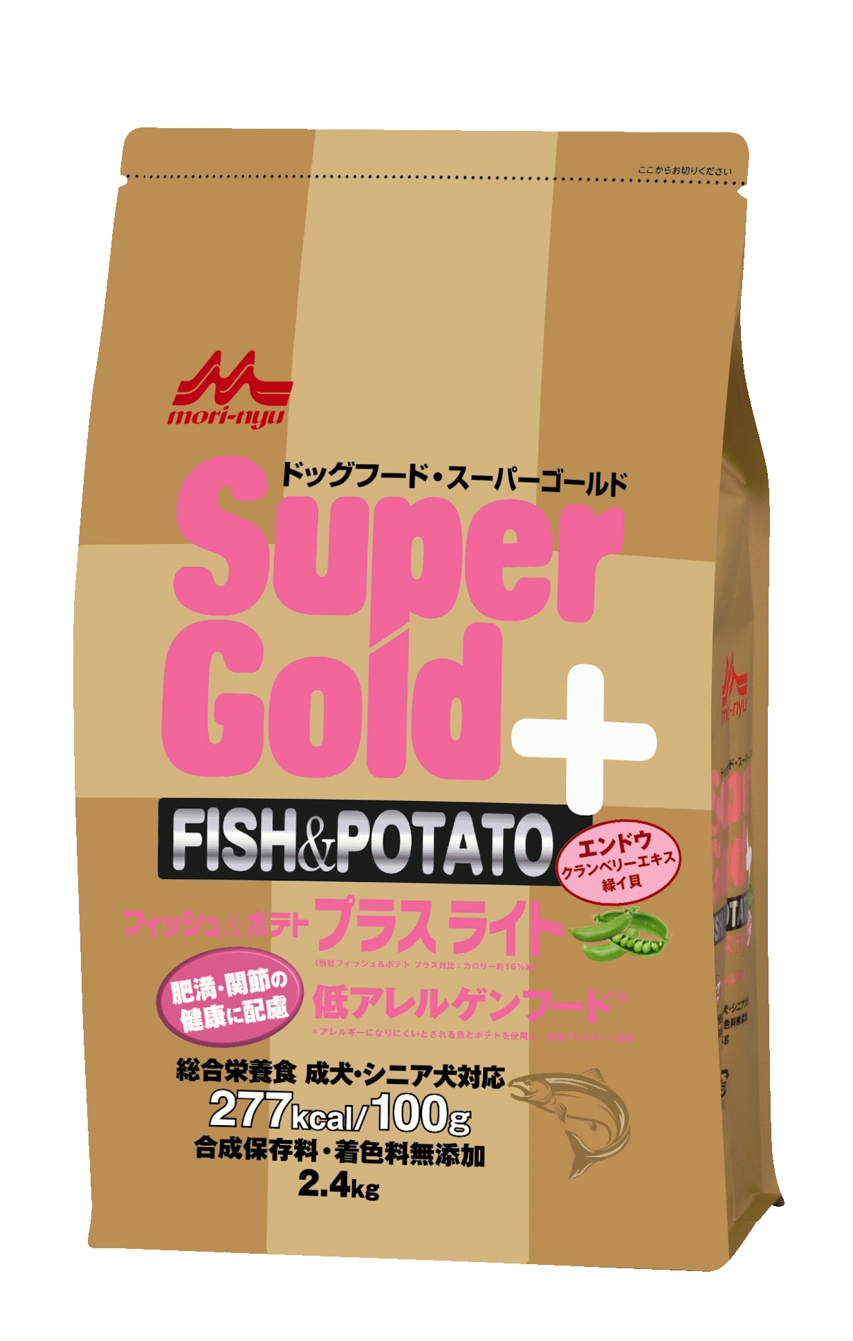 スーパーゴールド　SUPERGOLD　 フィッシュ＆ポテトプラスライト 肥満ケア・関節ケア用（ 2.4kg）　森乳サンワールド