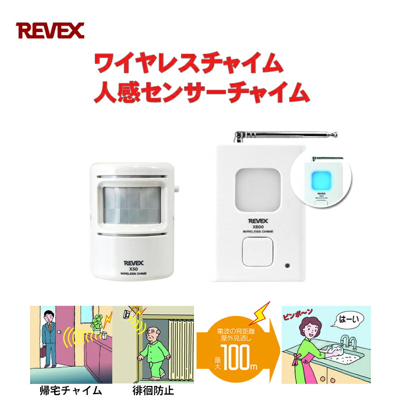 【楽天市場】リーベックス X850 ワイヤレス・人感センサーチャイム あす楽 REVEX Xシリーズ 特定省電力 送信機 受信チャイム 来客用 防犯:防犯グッズのあんしん壱番 【楽天市場】リーベックス X850 ワイヤレス・人感センサーチャイム あす楽 REVEX Xシリーズ 特定省電力 送信機 受信チャイム 来客用 防犯:防犯グッズのあんしん壱番