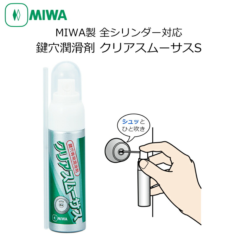 MIWA 美和ロック 鍵穴 鍵 潤滑剤 回りにくいカギに スプレー メンテナンス クリアスムーサスS 15ml 【誠実】