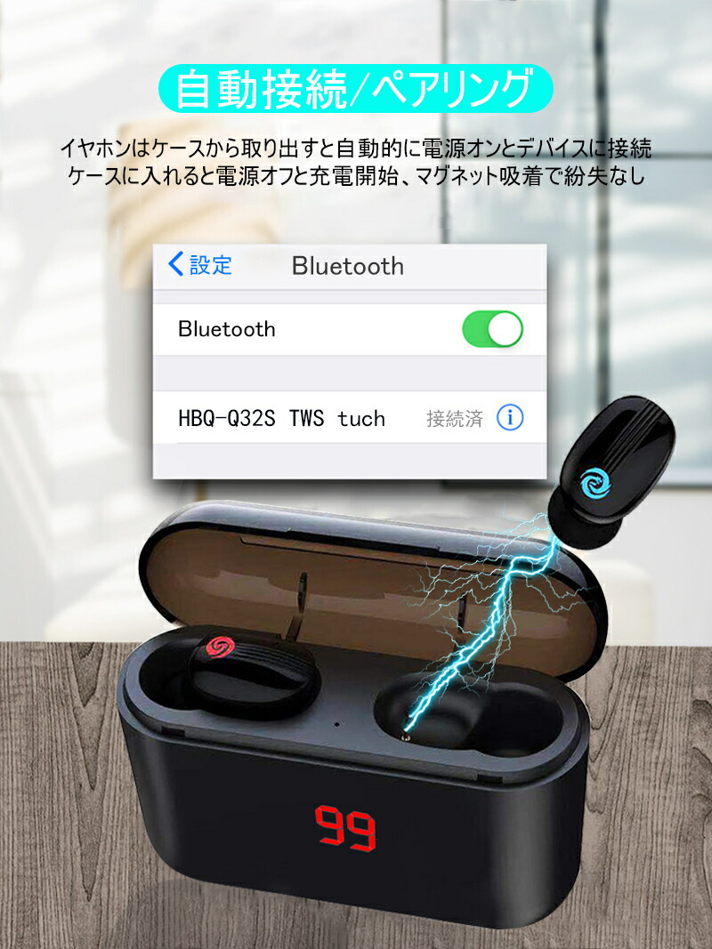 楽天市場 ワイヤレスイヤホン Bluetooth 5 0 ヘッドセット 防水 防滴 自動ペアリング 自動電源on Off ノイズキャンセリング 快適装着 完全ワイヤレス スマホに充電可能 両耳 指紋タッチ操作 20mah大容量 左右分離型 Hi Fi高音質 ハイレゾ通話 在宅ワーク ゆうパケット