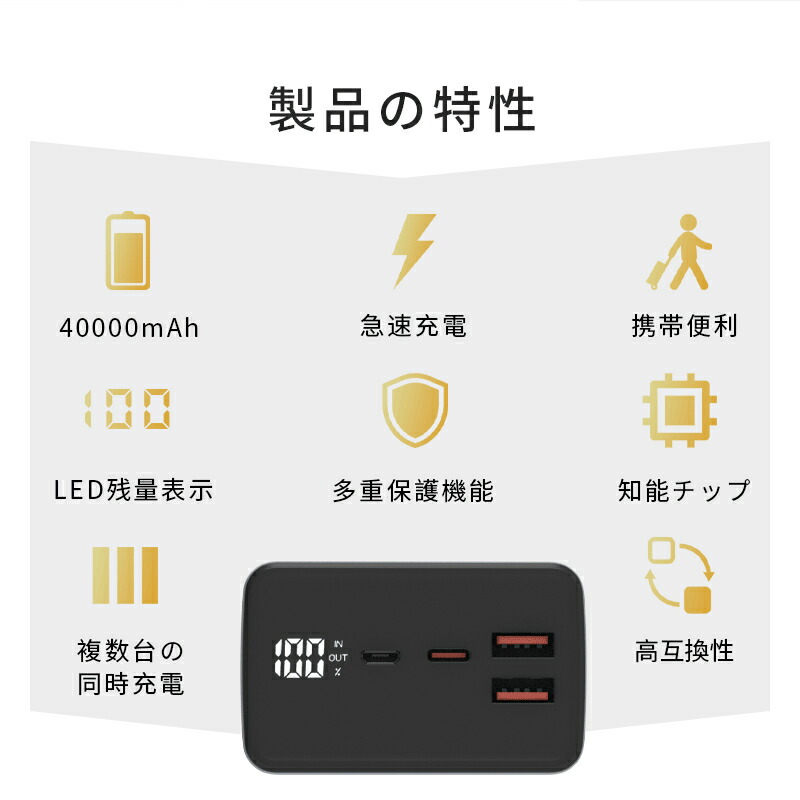 逆輸入 モバイルバッテリー 40000mAh 大容量 PD対応 QC3.0 携帯充電器 三台同時充電 残電量表示 Type C出力 入力ポート Type -C 65W対応 ノートPC充電可 PSE認証済 ゆうパケット 送料無料 www.ohap.ac.th