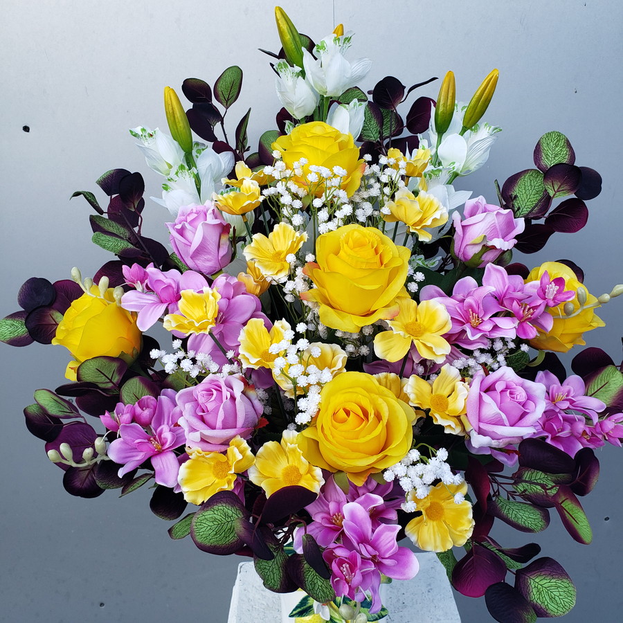 バラMIXアレンジaa11（造花）（高75&times;幅55）｜愛フラワー＆グリーン 店