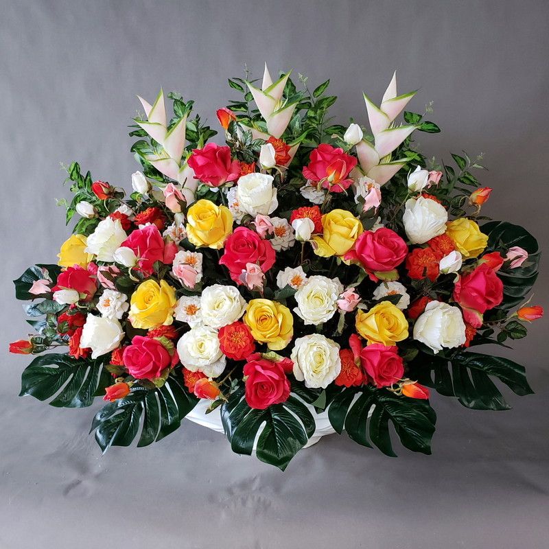 超人気 専門店 バラ三昧アレンジ-MIX高さ85cm×巾100cm造花 光触媒 