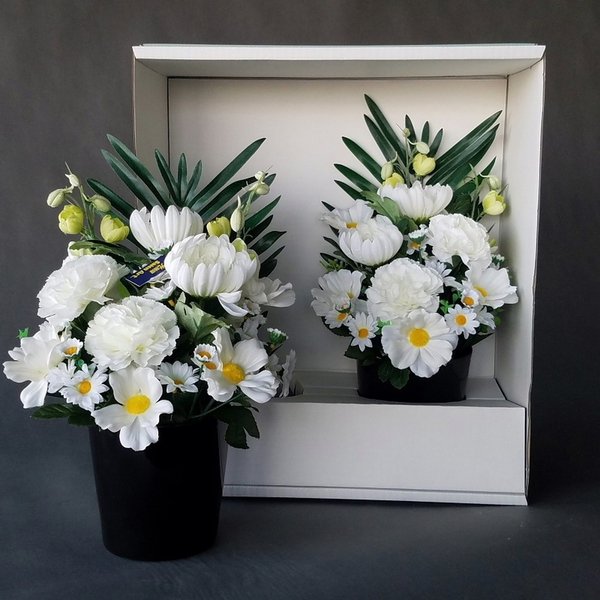 楽天市場】仏花/白仕上(1対)造花光触媒・高40×幅25 : 愛フラワー  