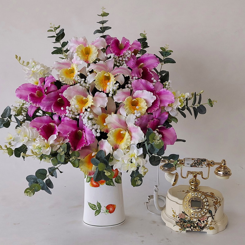 最旬ダウン カトレアアレンジkt5 高70 幅60 造花 光触媒 花 観葉植物