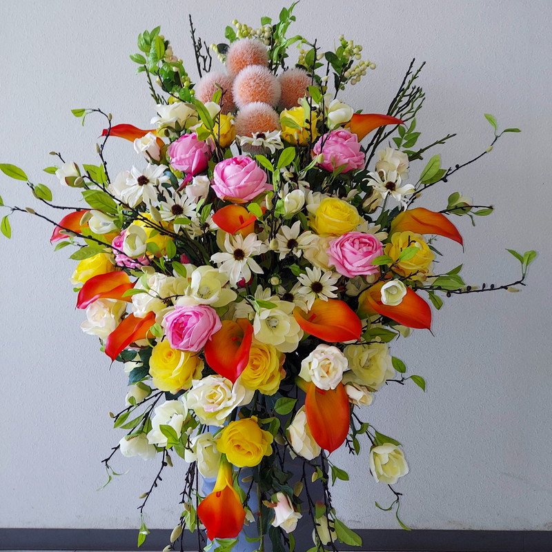 薔薇＆色つやMIX大型MIX取りあわせる(造花)結核症102 約高11０×幅80・光触媒 工芸御花 技巧的 大型取りあわせる 開店祝賀会 祝賀会 祝 花 御花 薔薇取りあわせる 立札無料