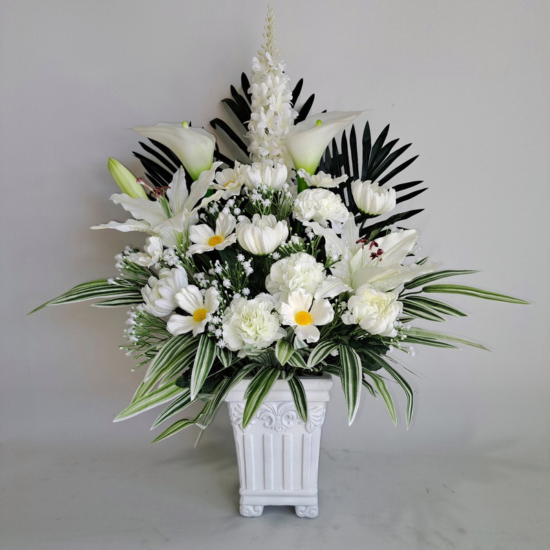 楽天市場】仏花/白仕上(1対)造花光触媒・高40×幅25 : 愛フラワー  