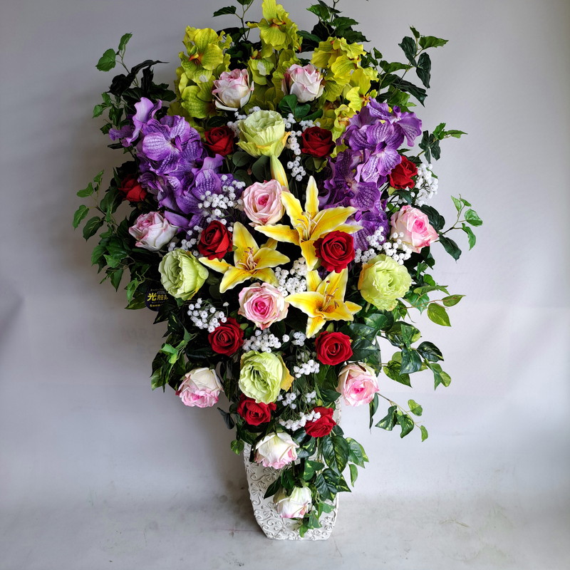 バンダ蘭他MIX取りあわせる（造花）高1２５×幅４５・光触媒（造花） アーティフィシャルフラワー 美術御花 差し上げ物 御祭り 開店祝賀会 エントランス状態 待ち合い室