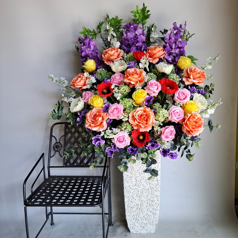 薔薇\u0026バンダ蘭MIX取りあわせる大型（造花）高140×幅80・光触媒 アーティフィシャルフラワー 御祭り 待ち合い室 エントランス状態 開店祝賀会 開院祝賀会