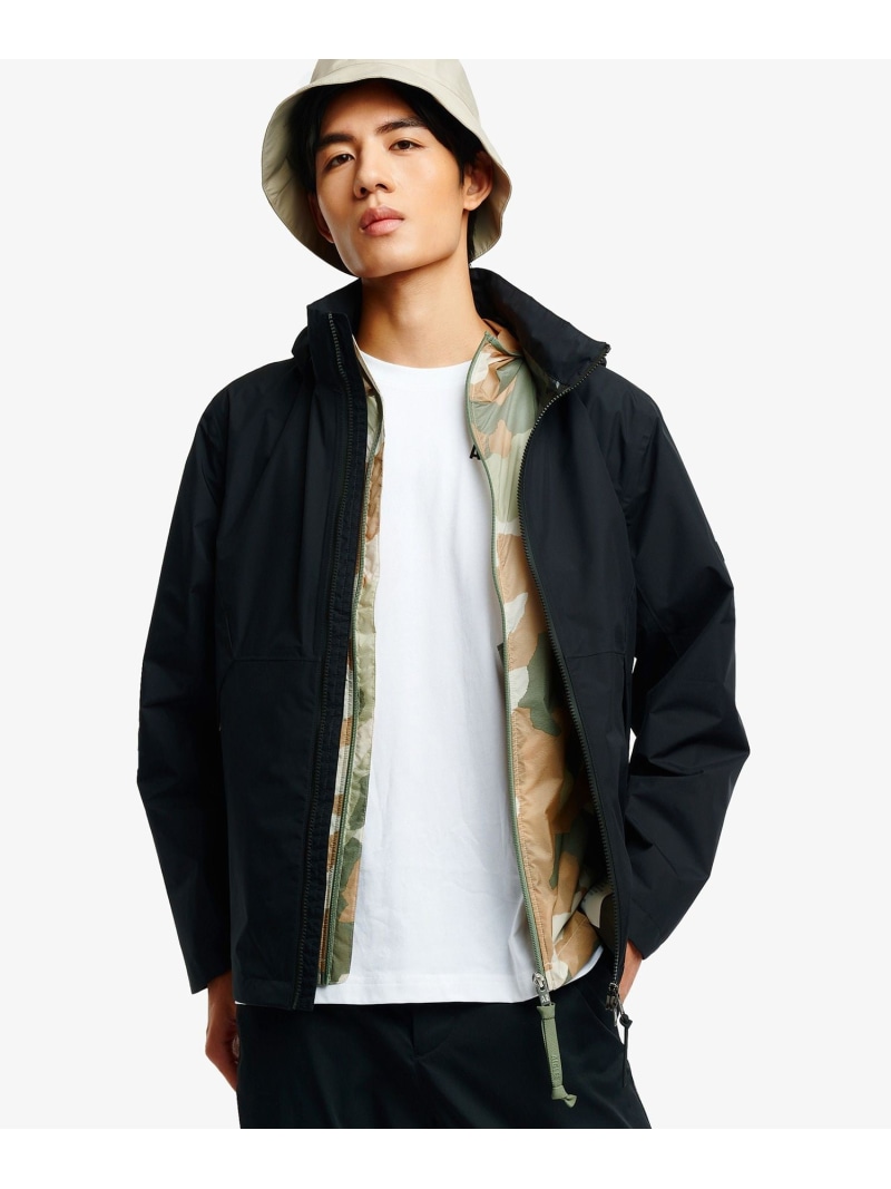 【SALE／10%OFF】透湿雨合羽 PERTEX 2.5座標軸 ライトウェイトジャケット / ボンネット取りはずし可 AIGLE エーグル ジャケット・アウター 牟礼パーカー 黒いこと 薄墨色【RBA_E】【貨物輸送無料】[ Fashion] コート・ジャケット-メンズファッション