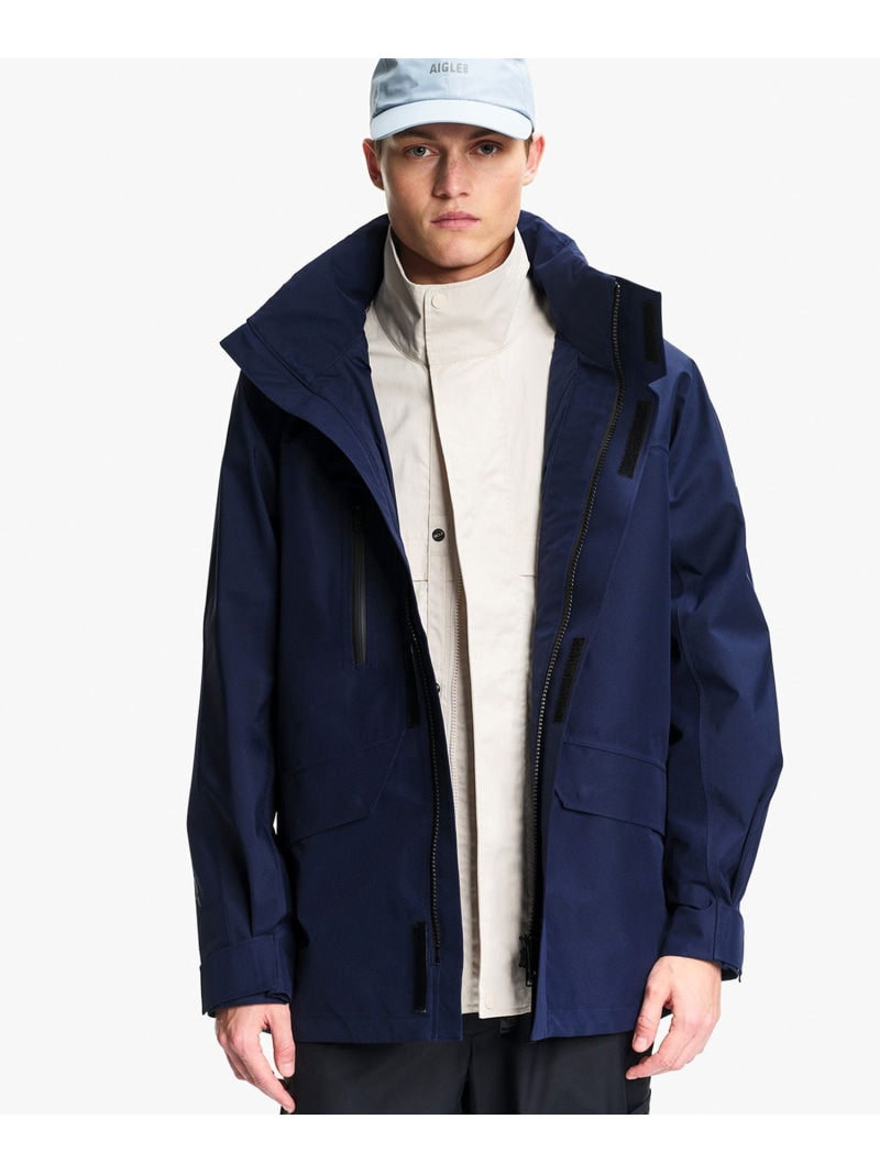 【SALE／30%OFF】GORE-TEX ゴアテックス 防風 雨合羽 透湿 真っただ中丈マルチポケットジャケット AIGLE エーグル ジャケット・アウター 牟礼パーカー 米国海軍 白いこと【RBA_E】【貨物輸送無料】[ Fashion]