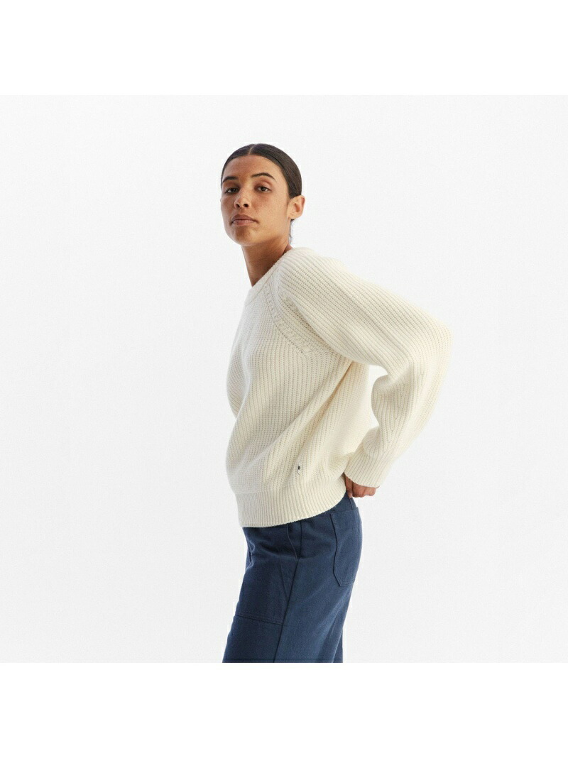 【SALE／60%OFF】クルーネックリブセーター AIGLE エーグル トップス ニット ホワイト ブラウン【RBA_E】【送料無料】[ Fashion]｜AIGLE