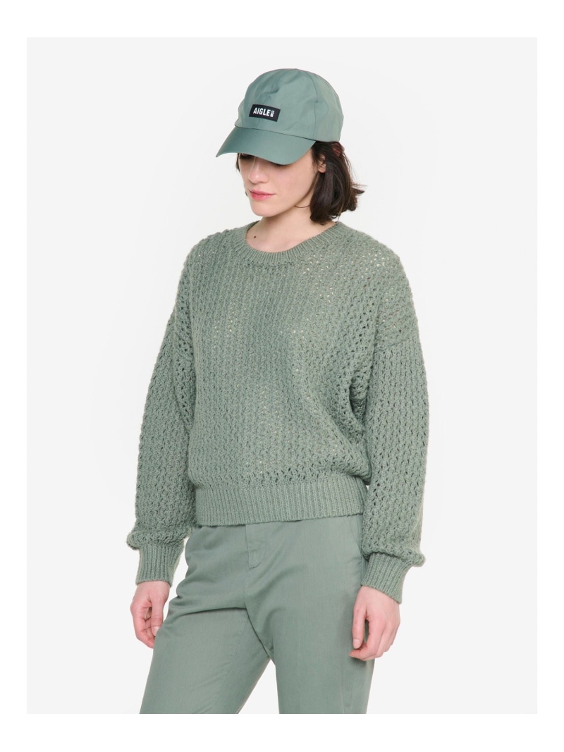 【SALE／50%OFF】ローゲージクルーネックセーター AIGLE エーグル トップス 編み物 緑であること【RBA_E】【貨物輸送無料】[ Fashion]