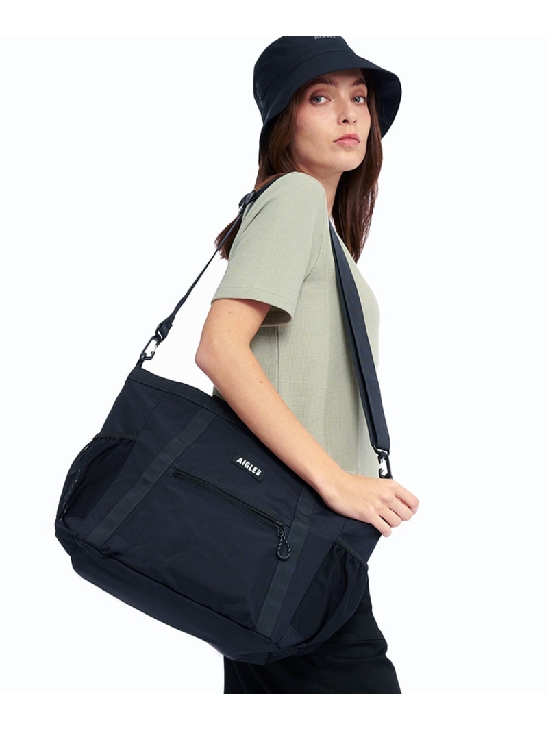 【SALE／40%OFF】撥水 大容量 2wayトートバッグ / ショルダーバッグ AIGLE エーグル バッグ ショルダーバッグ ブラック ブルー【RBA_E】【送料無料】[ Fashion]