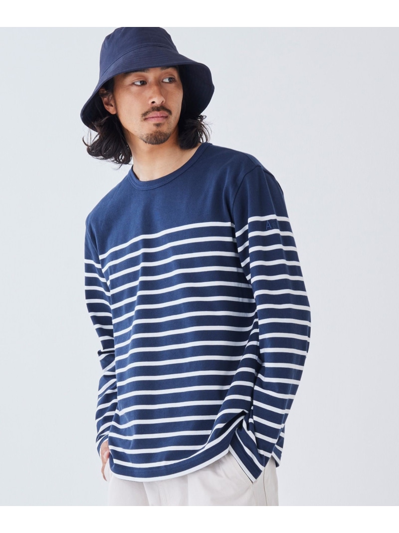 【SALE／50%OFF】ヤーンダイロングスリーブボーダープルオーバー RP AIGLE エーグル トップス カットソー・プルオーバー 白いこと 米国海軍 緑であること【RBA_E】【貨物輸送無料】[ Fashion]