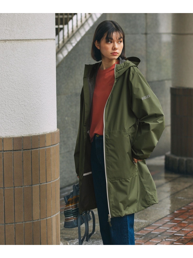【SALE／50%OFF】MTD 雨合羽 透湿 撥水ジップ  ポケッタブル ロングフーデッドコート AIGLE エーグル ジャケット・アウター お山パーカー 緑であること 米国海軍 さくら色 黒いこと 赤いこと 青碧 パープル【RBA_E】【貨物輸送無料】[ Fashion]