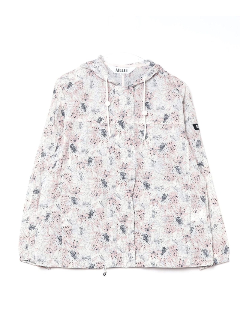 【SALE／30%OFF】UVとり捨てる 撥水パッカブルプリントナイロンジャケット 御花柄 化けの皮柄 AIGLE エーグル ジャケット・アウター ナイロン上衣 白いこと【RBA_E】【貨物輸送無料】[ Fashion]