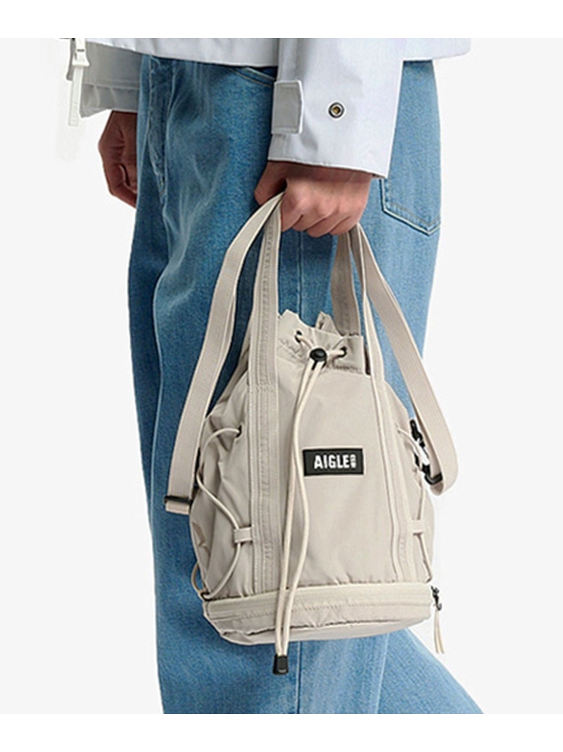 撥水 ライト&コンパクト 巾着バッグ 3L AIGLE エーグル バッグ ショルダーバッグ ホワイト ネイビー オレンジ【送料無料】[ Fashion]