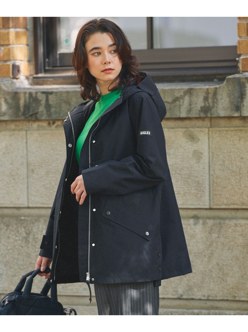 【SALE／40%OFF】GORE-TEX ゴアテックス 雨合羽 透湿 防風 2レイヤーロングジャケット RP AIGLE エーグル ジャケット・アウター お山パーカー 黒いこと【RBA_E】【貨物輸送無料】[ Fashion]