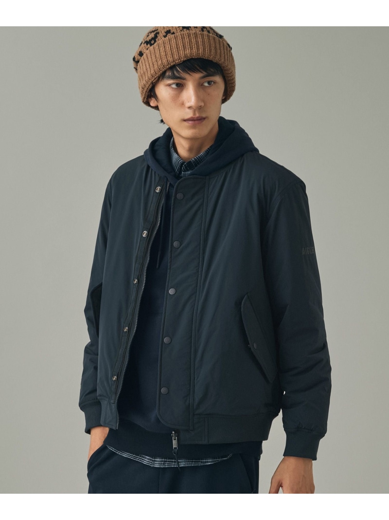 【SALE／40%OFF】撥水 REPREVE中綿 リバーシブル キルティングブルゾン AIGLE エーグル ジャケット・アウター ブルゾン・ジャンパー ブラック ネイビー ベージュ【RBA_E】【送料無料】[ Fashion]｜AIGLE