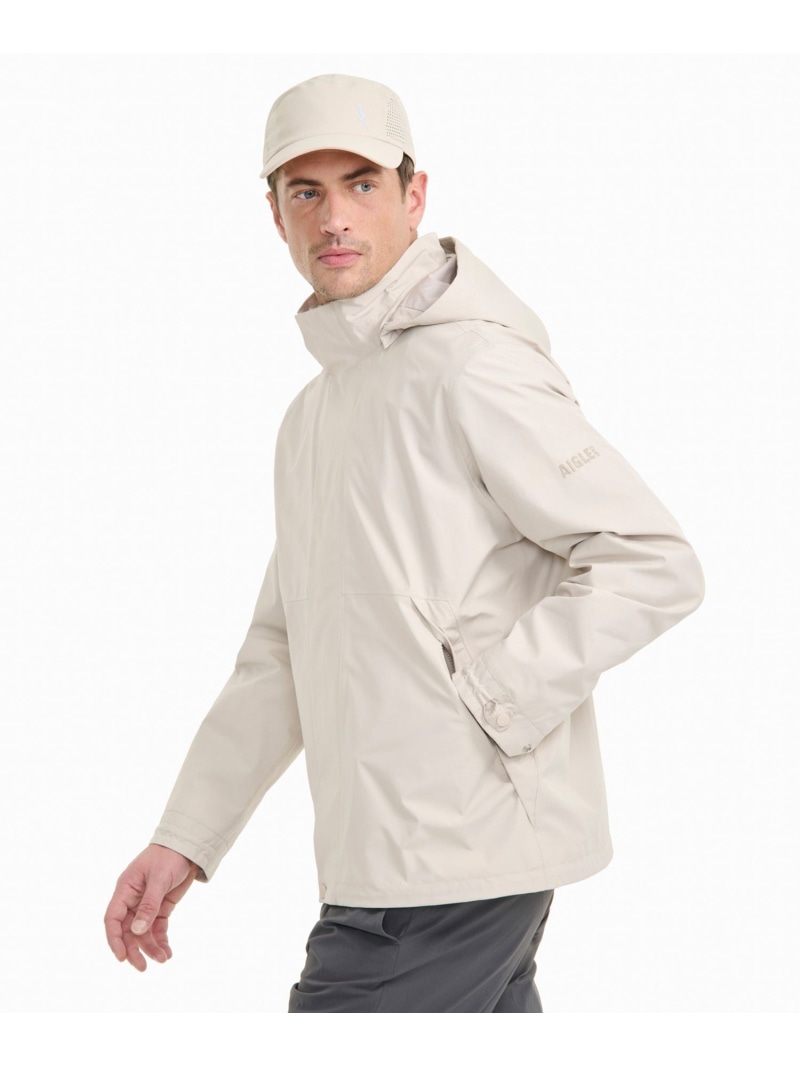 【SALE／30%OFF】GORE-TEX ゴアテックス 雨合羽 防風 透湿 フーデッドジャケット / ボンネット取りはらい可 AIGLE エーグル ジャケット・アウター 牟礼パーカー 薄墨色 白いこと【RBA_E】【貨物輸送無料】[ Fashion]