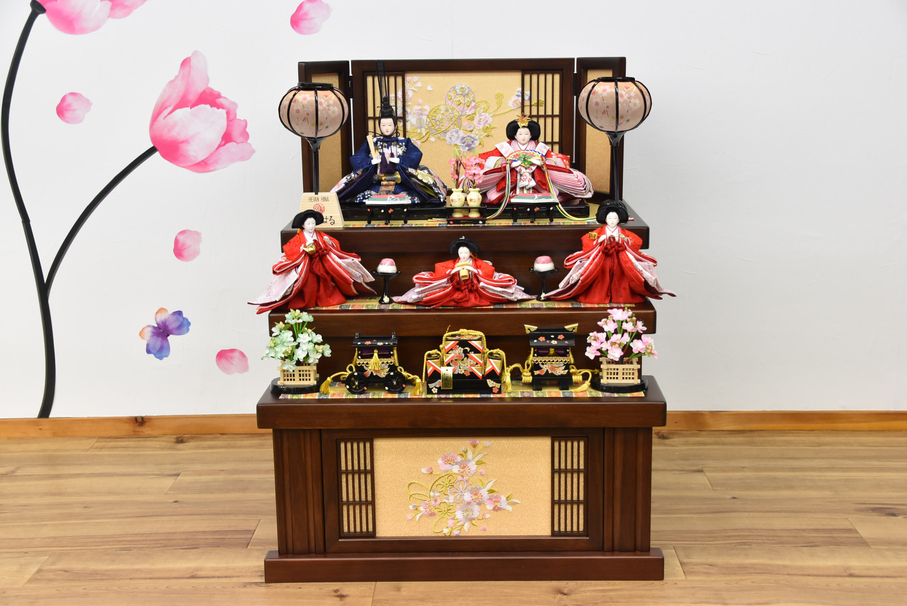 楽天市場 雛人形 ひな人形 おひなさま 三段飾り おすすめ 収納 高級 おしゃれ 桜刺繍 間口55cm お雛様 初節句 きれい おひな祭り 送料無料 千尋雛 人形のあいはる楽天市場店