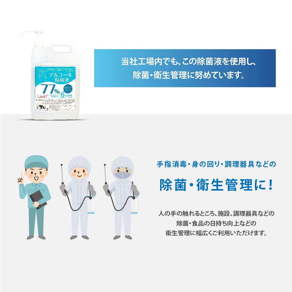 信頼】 即納4SET P5倍 消毒液 業務用 アルコール77% 6L 除菌液 食品噴霧可 水なし ドアノブ 細菌 ウイルス 除菌 抗菌 防臭 消臭  食品添加物 飲食店 消毒用エタノール 手指消毒 hd-6000ml-4set plazarenaca.cl