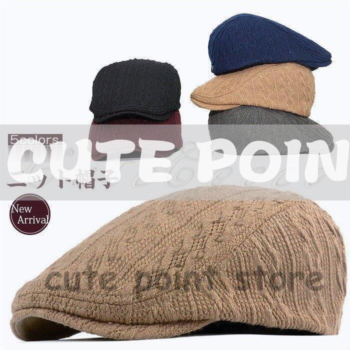 楽天市場】手編み ハンチング メンズ ハンチングキャップ ケーブル編み