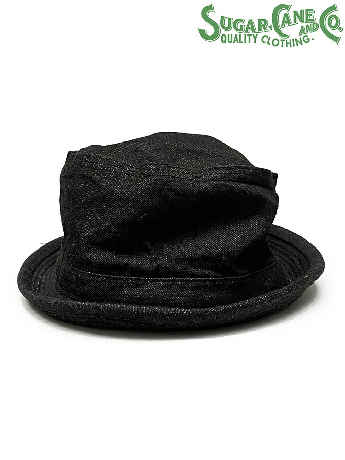 SUGAR CANE シュガーケーン 10薬局衡オンス. DENIM PORKPIE HAT/SC02466-119)BLACK/ 日本製 [定番品]