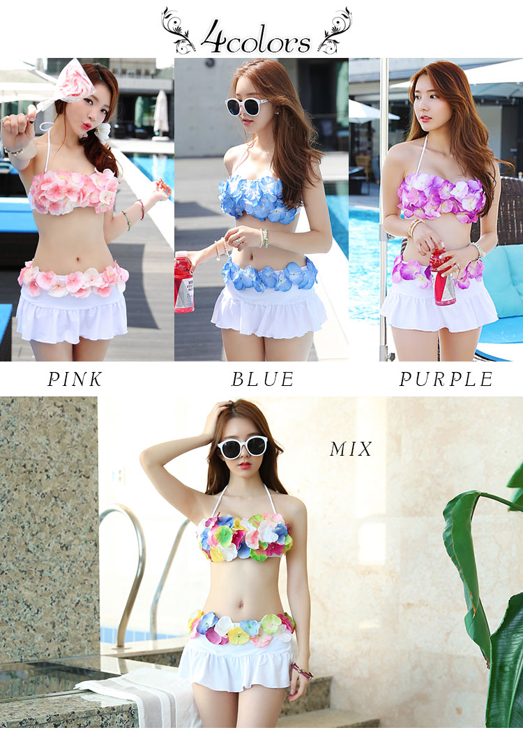 花びら 水着 2点セット スカートパンツ一体タイプ 花びら 水着 レディース 花びら バンドゥ ビキニ ワイヤー入 2点セット スカート レディース水着 女性用 お花 おはな 立体 フラワー S M L あす楽対応 Crunchusers Com