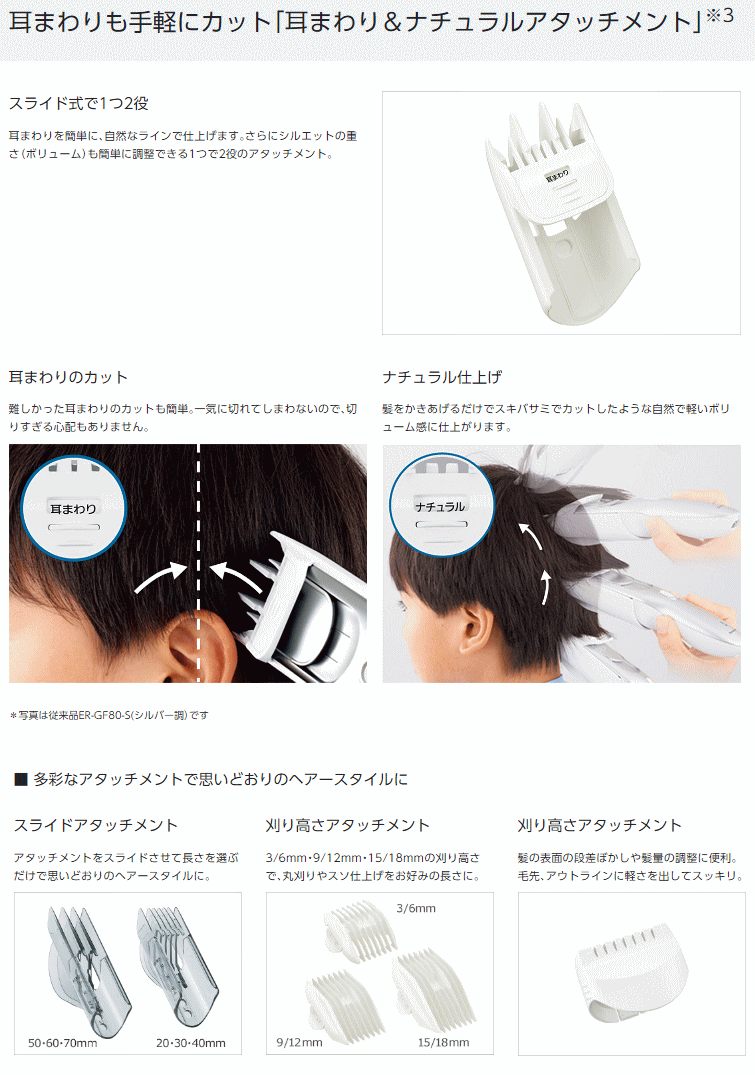 パナソニック ヘアカッター カットモード 耳まわり＆ナチュラル